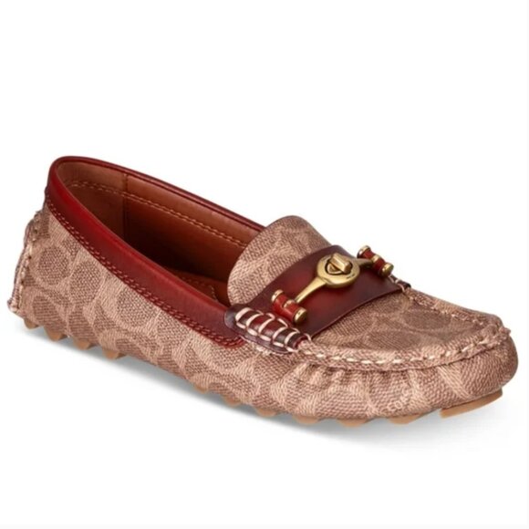 COACH Women's Signature Leather Crosby Driver Brown Tan Turn- Lock Loafers 7.5 - Picture 8 of 8